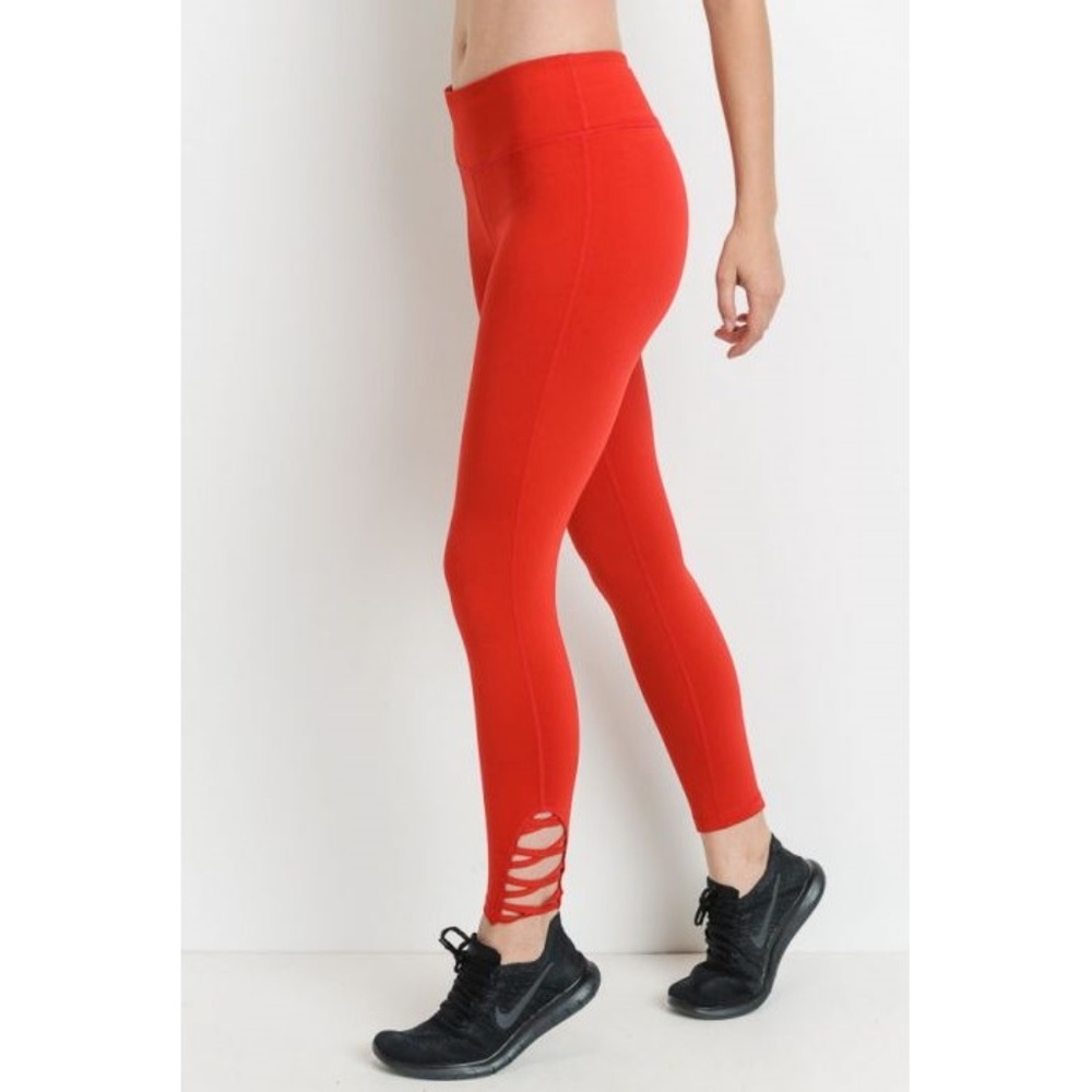 Red Lattice Strap Full Leggings